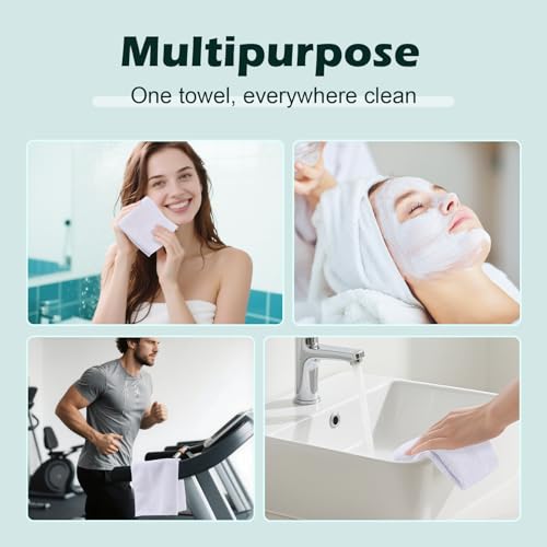 White Washcloths 100 Pack, Highly Absorbent & Quick Drying Face Towels, Premium Quality Soft Bath Towels, Multipurpose Microfiber Wash Cloths, 12x12 inches