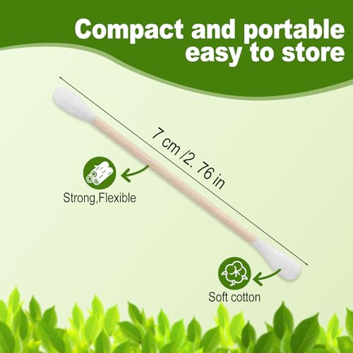 Cotton Swabs with Wooden Stick Double Round Buds,Cotton Swabs Bulk Travel Size Ear Swabs for Ears Makeup Household Cleaning Arts Crafts Pet Care (1 Count (Pack of 5000))