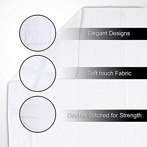 GOLD TEXTILES 12 Pack New Cotton Blend Economy White Hotel Bath Mat Towel (18x25 Inches) Light Weight Quick Drying & Machine Washable - Hotel Supplies Shower Bath Mat Towel