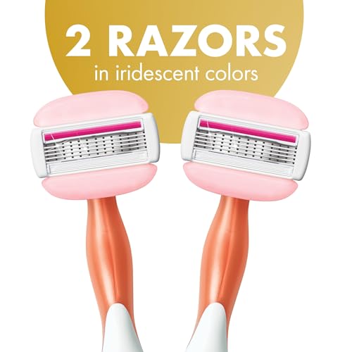 BIC Soleil 5 Glide Disposable Razors for Women, 5 Blades With Shea Butter Moisture Bars For a Smooth Glide, 2 Piece Razor Set