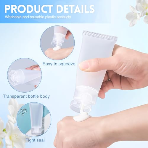 24PCS 30ml/1.7oz Empty Refillable Clear Plastic Squeeze Soft Tubes with Flip Cover Lotion Bottle Travel Sample Packing Cosmetic Makeup Container Storage Vials Jars for Facial Cleaner Toiletries