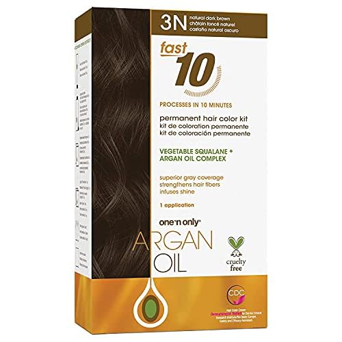 One 'N Only Fast 10 Permanent Hair Color Kit - Hair Dye for Women with Argan Oil to Maintain Moisture Balance - Advanced Micro-Pigments for Natural Tones (3N Natural Dark Brown)