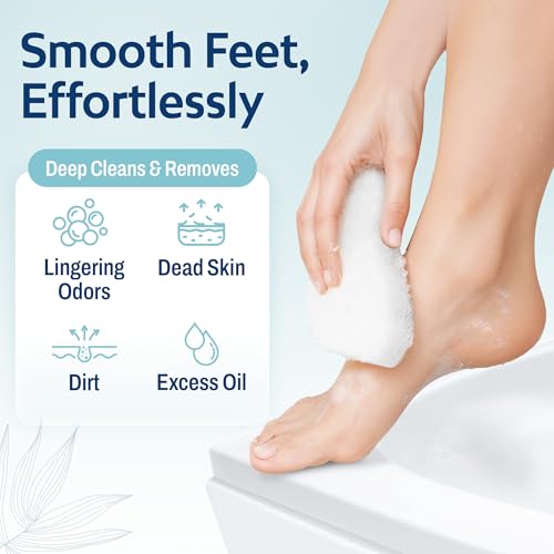 HartFelt Foot Scrub Sponge Exfoliator, Callus and Dead Skin Remover for Heel, Toes, and Foot, 25 Count, White