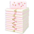 Jacquotha Bathroom Washcloths Face Towels 12 Pack, Floral Embroidered, Cotton, Pink & Cream 13¡± x 13"