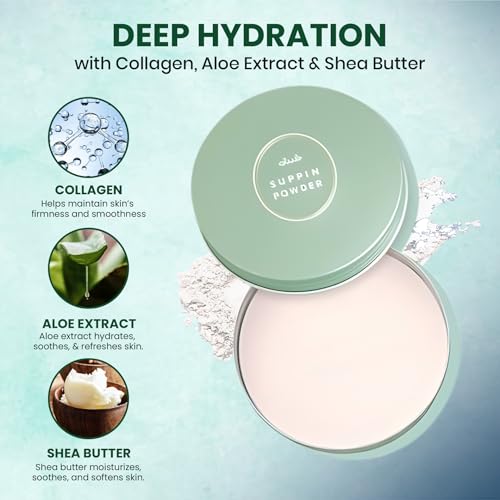 Club Suppin Translucent Pressed Powder set, Long Lasting, Hydrating, Overnight Skincare Setting Powder, Finishing Powder with Shea Butter, Amino Acids & Aloe Extract, Japanese Makeup, White Bouquet