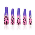 LOVFUL Press on Nails Boozy Lavender | Handmade with Full Covered Crystals | Reusable Full Cover Nails | Coffin Long 2.2 in | H211-M