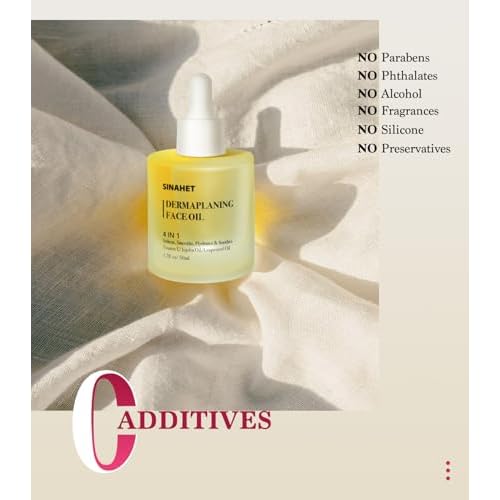 SINAHET Dermaplaning Oil, Natural Moisturizing Shave for Face & Body Hair, Skin Soothing oil made with essence of Jojoba, Vitamin E, Tea Tree, and Grape Seed (1.7fl. oz/50ml)