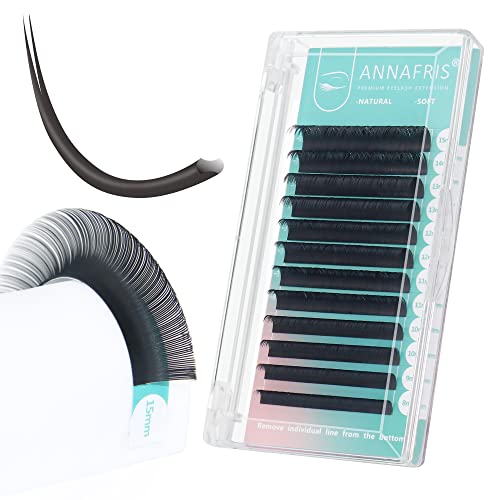 Ellipse Flat Eyelashes Extension 0.15 D Curl 8-15mm Natural Soft Matte Black Faux Mink Individual False Lashes Split Tips Light Lashes Extension Supplies (0.15D,8-15mm)