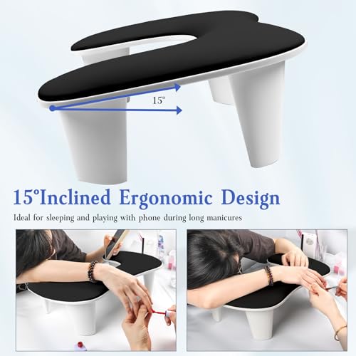 Arm Rest for Nails Tech: U-shaped Manicure Nail Arm Rest Stand Big White Armrest Microfiber PU Leather Hand Rest Pillow for Acrylic Nail Cushion