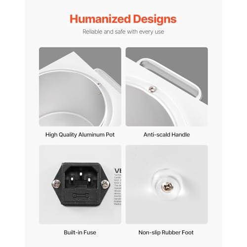 VEVOR Single Wax Warmer, 3000ML 300W Professional Wax Warmer for Hair Removal, 32 ¢µ to 248 ¢µ Adjustable Electric Waxing Heater Pot with 100PCS Sticks & 50PCS Papers for Home Use, Beauty Salon, Spa