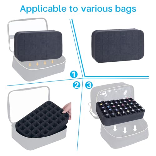Nail Polish Organizer Holder Foam Pad with Slots for Storage 40 Bottles (15ml/0.5fl.oz) Nail Polish or Essential Oil Tray for Drawers Black