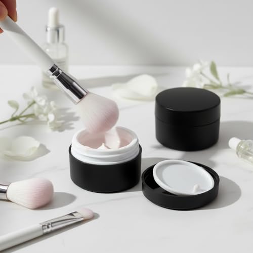 30 Pcs Cosmetic Jars Set, 10¡¿5ml + 10¡¿10ml + 10¡¿15ml Empty Refillable Containers with Lids, Small Plastic Travel Pots for Face Cream, Lip Balm, Lotion, Powder, Glitter, DIY Crafts Storage