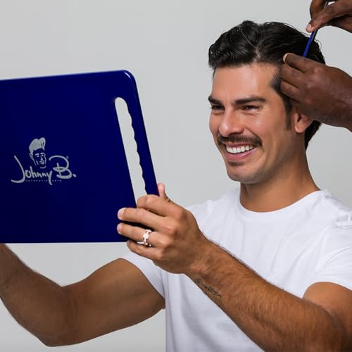 JOHNNY B. Large Handheld Lightweight Rectangular Mirror with Double Handle for Barbers, Hairdressers, Home