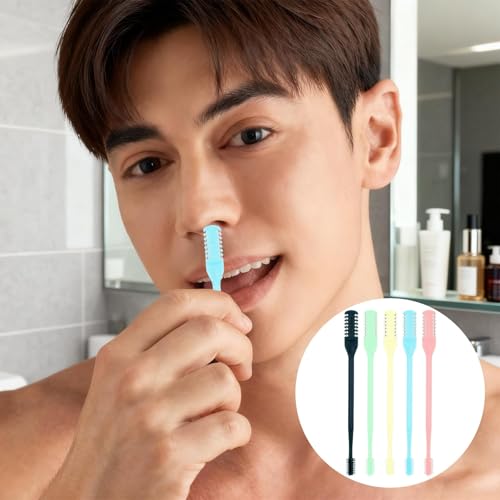 15 Pack Manual Noses Hair Trimmer, 2-in-1 Nasal Hair Cutter, Noses Hair'sRemover for Women & Men, Nasal Hairs Trimming Tool with Cleaning Brush Nose Hair Cutter
