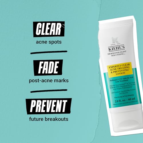 Kiehl's Expertly Clear Moisturizer with 1.2% Salicylic Acid & 2% Niacinamide, Hydrating Acne Treatment, Fades Post-acne Marks, Corrects Uneven Texture & Tone, Prevents Future Breakouts - 2 fl oz
