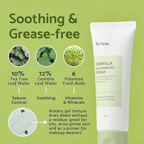 iUNIK Centella Edition Skincare Set (Cream 2.02 fl.oz. & Mini Serum 0.51 fl.oz.) - Centella Asiatica and Tea Tree Leaf Waters to Soothe, Calm, Moisturize, and Protect the Skin