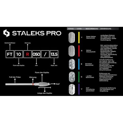 STALEKS PRO Expert Carbide Nail Drill bits 5 MM Working Part 13 MM Nail Tools for Russian Manicure, Nail Drill bit for Gel Nail Polish Removal FT90R050/13