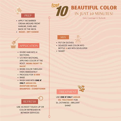One 'N Only Fast 10 Permanent Hair Color Kit - Hair Dye for Women with Argan Oil to Maintain Moisture Balance - Advanced Micro-Pigments for Natural Tones (3N Natural Dark Brown)