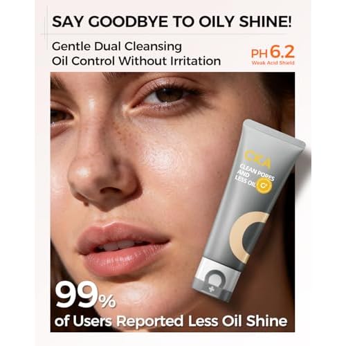 CKA Amazonian White Clay Facial Cleanser for Oily Skin - Deep Pore Detox & Blackhead Remover Face Wash with Witch Hazel & Vitamin B5 - Daily Foaming Face Wash for Oily Control/Sensitive Skin 2 Pack