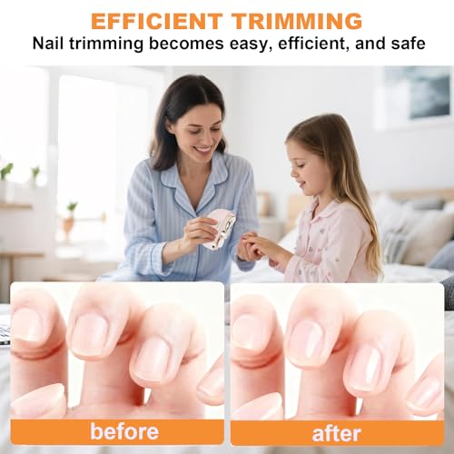 Electric Nail Clipper, New 2 in 1 Automatic Nail Trimmer, ElectricNail with Polishing, Manicure Set Multifunctional Nail Trimmer for Baby, Kids, Adults, Seniors (Pink)