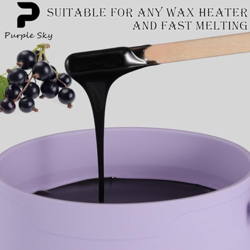 PURPLESKY 5lbs Hard Wax Beads Bulk, Professional Hair Removal Wax Kit for Coarse Hair & Sensitive Skin, Low Temperature, Microwavable, Painless Brazilian, Bikini, Face, Leg, Body Home Use, Black