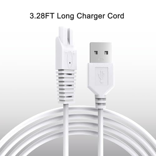 2Pcs Power Cord for Remington Smooth & Silky Electric Shaver WDF5030A, WDF4816NA, WDF4821US, WDF4825, Women¡¯s Shaver & Trimmer Replacement Charging Cable, White