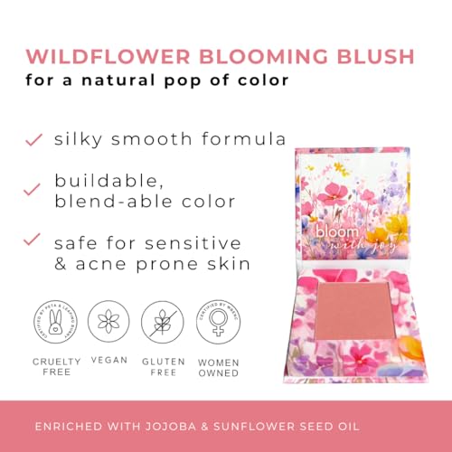 Honeybee Gardens Wildflower Blooming Blush, Vegan Pressed Powder, Natural Botanical Formula, 0.14oz (Primrose)