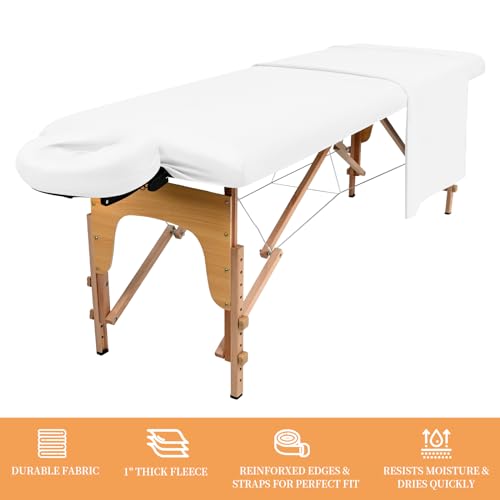4 Set Microfiber Massage Table Sheets,Each Set 3 Piece Include Massage Table Cover,Fitted Sheet and Face Rest Cover,Fits Standard Massage Table Sheets for Salon Spa Massage Studios-White