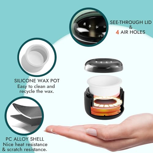 FONESO Nose Wax Kit, Mini Wax Warmer for Eyebrow Ear Hair Removal with Silicone Bowl, 100g Beads, 10 Sticks, Fast Heat, Smart Constant Temp, Portable Waxer Melter Machine Kit for Face Waxing