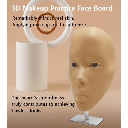 3D Makeup Practice Face, XIJIEMAO Mannequin Head For Makeup, Reusable Silicone Full Makeup Mannequin Head With Stand And Brush Set, Eye Shadow Makeup Face Board, Emerging Makeup Artist, Girl'S Gift