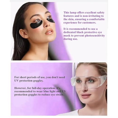 Uv Lash Lamp with Foot Pedal Portable Eyelash Extension Lamp Uv Eyelash Extension Curing Light for Nails Art US Plug Comes with Tweezers Stickers and Goggles(White)