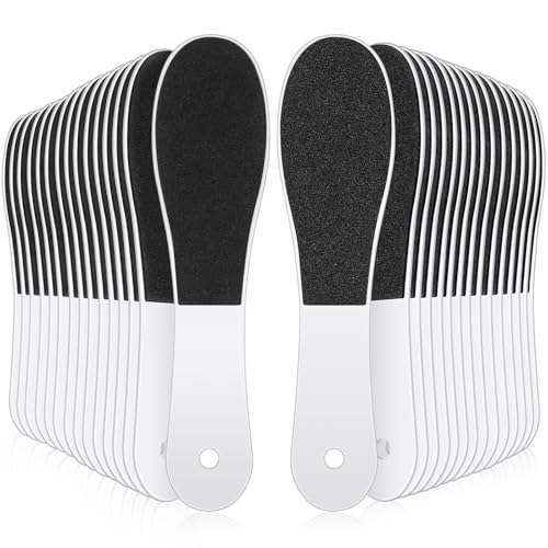 Lothee 30 Pack Foot File Foot Callus Remover Double Sided Professional Sandpaper Pedicure Tool Feet Scrubber Sander Feet Rasp for Dead Skin Cracked Heel Women Manicure Beauty Spa, 100/180 Grit, White