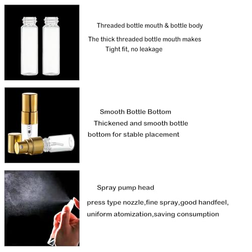 20 Pcs 5ml Clear Glass Mini Spray Bottle,Empty Sample Bottle Fine Mist Spray Bottles for Perfume,Liquids,Travel Refillable Bottle (Clear, 5ml)