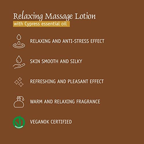Prija Relaxing Massage Lotion with Aloe Vera and Cypress Oil, Refreshing and Moisturizing Body Cream Leaves You Feeling Relaxed with a Sense of Wellbeing 3 x 12.85 Fl. Oz
