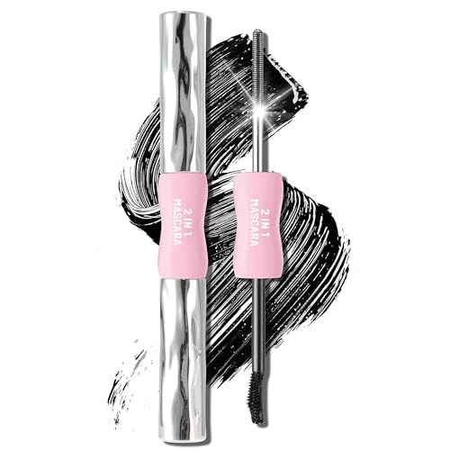 Dual-Ended Iron Wand Mascara, Waterproof, Volumizing and Lengthening, Long Lasting, Smudge-Proof, Clump-Free, Black Metal Wand Mascara Makeup for Women