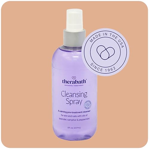 Therabath Pre-Treatment Cleansing Spray for Skin and Nails, with Oils of Lavender, Camphor, and Peppermint for Professional, Home, and Spa, Made in The USA, 8 fl. oz.