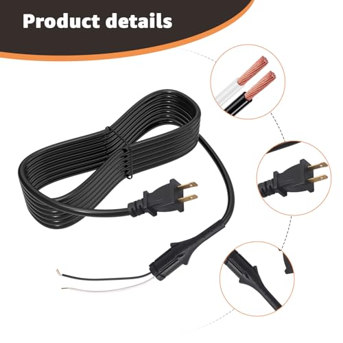 2-Wire Replacement Power Cord for Andis Master Clipper ? 8 FT,Durable & Flexible ? Professional Barber Clippers Cord