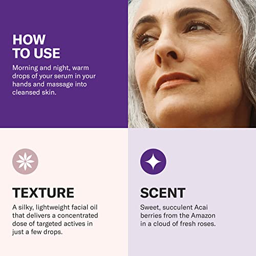 Odacit? Anti Aging Serum Concentrate with Acai + Rose - Revitalizing Facial Oil, Youthful Glow, Improves Skin Tone, Wrinkles, and Firmness, Age defying, Rose Oil, 0.17 fl. oz.