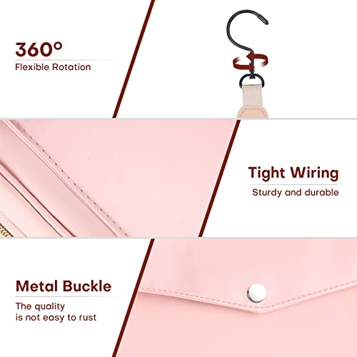 Hanging Travel Toiletry Bag for Men, Large Makeup Bag for Women, Water-resistant PU Leather Dopp Kit Shaving Bag For Full Sized Toiletries,Cosmetics Travel Organizer for Accessories (pink)