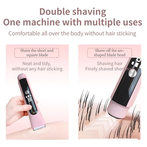 Bikini Trimmer for Women,2 in 1 Dual Head Bikini Shaver & Body Shaver,Cordless & Waterproof Electric Bikini Trimmer for Women, Painless Hair Removal with Silky Glow Finish,New Pink