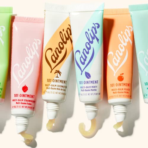 Lanolips Coconut & Overnight Lip Balm Set ? 12 Hour Overnight Lip Mask (0.52 oz) + 101 Ointment Coconutter (0.35 oz) ? Hydrating Lanolin Balms for Dry Lips & Skin