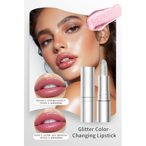 Glitter Lip Gloss - Shimmering Lip Stain That Adapts to Your Lips,Color Changing Lip Gloss, Long-Lasting Hydrating Formula with Sparkling Finish, Natural Flush Effect