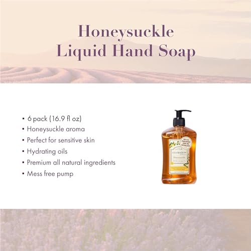 A LA MAISON French Liquid Hand Soap, Honeysuckle - Natural Hand Wash Made with Essential Oils - Biodegradable, Plant-Based, Vegan, Cruelty-Free, Alcohol & Paraben Free (16.9 oz, 6 Pack)