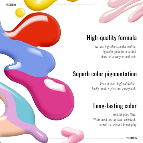 phoenixy Gel Nail Polish Kit with U V Light, 45 Colors All Seasons Soak Off 64 Pcs Gel Polish Nail Set with Base & Matte/Glossy/Glitter Top Coat Manicure Tools Complete Gel Nail Kit Gift for Women