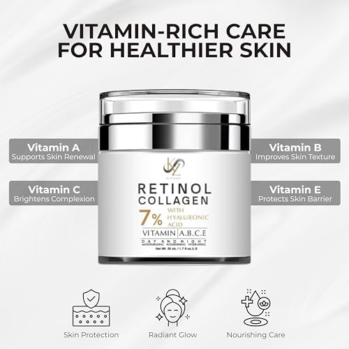 Retinol Collagen Face Moisturizer & Moisturizer Face Cream with Retinol ? Anti Aging Face Cream for Women with 7% Hyaluronic Acid, Vitamins A B C E ? Facial Moisturizer for Day & Night 1.7 fl oz