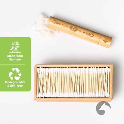 Bamboo Cotton Swabs 2000 Count | Eco-Friendly & Pure Cotton Buds | Double Tipped Sticks | 100% Plant-Based & Natural | Perfect for Makeup & Nail Applications, Arts & Crafts, Removing Dust & Dirt¡¦