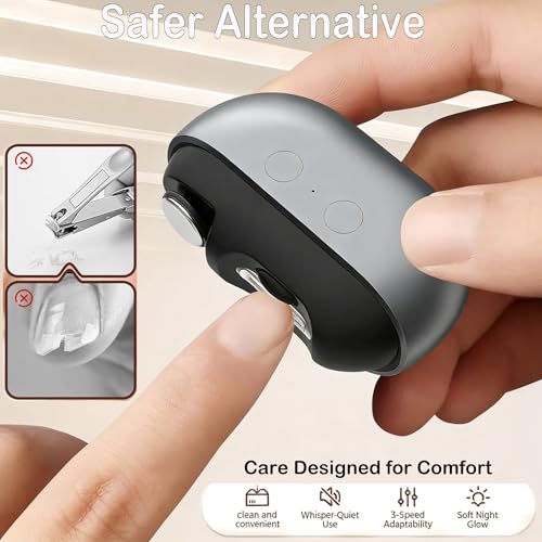 Electric Nail Clippers for Seniors 2026 New? 3-in-1 Smart Electric Toenail Clipper with Polishing & LED Light, 2 Adjustable Speeds for Adults & Baby