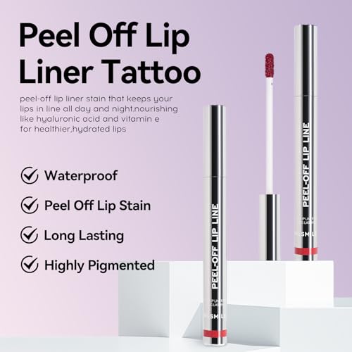 4 PCS Peel Off Lip Liner Set, Lip Liner Stay, Matte Pink Lip gloss Stain, Long Lasting Peel Off Lip Stain Tattoo, Proof Lipstain Nude Non-Fading Lip Gloss Tint