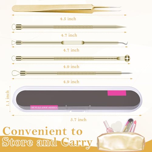29 Pcs Esthetician Supplies 6 Blackhead Remover Tools 3 Stainless Steel Gold Mixing Bowls 3 Compartment Serving Tray Gold Small Serving Tray 3 Facial Fan Brushes 3 Face Mask Brush 12 Facial Sponges