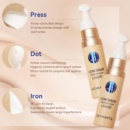 Liquid Concealer - Moisture Under Eye Brightener Concealer Makeup Full Coverage Lightweight, Vegan (Edium Beig)